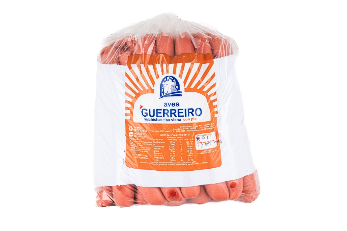 Salchicha Viena con Piel Guerreiro x 3